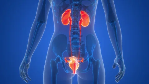 Female Reproductive System with Urinary System Anatomy Animation Concept Stock Footage 266536667