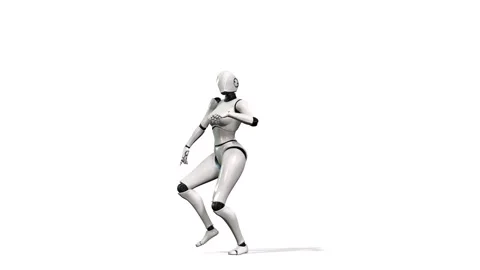 A FEMALE ROBOT DANCING JOY A STYLE OF MUSIC CALLED TOXI DANCE Stock Footage 226559463