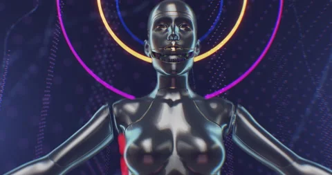 Female robot head assembling process Stock-Footage 147420784