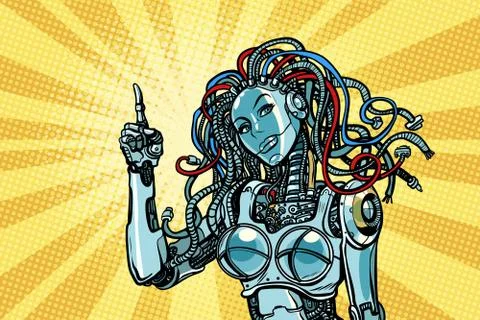 Female robot indicates 스톡 일러스트