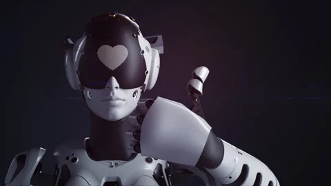 A female robot makes a thumbs up gesture Stock Footage 248495016