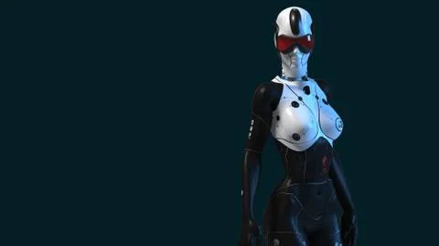 Female robot on a neutral background 3d render Stock Illustration