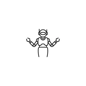 Female robot outline vector icon artificial intelligence concept Stock Illustration