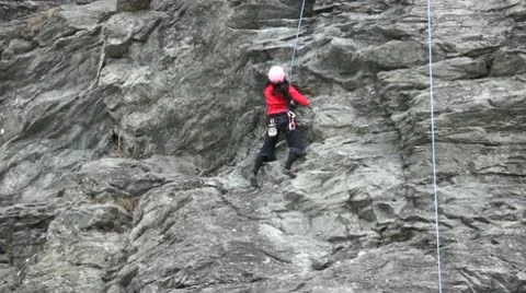 Female rock climber Stock Footage 10743199