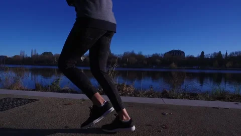 Female Runner legs Close up Stock Footage 145259246