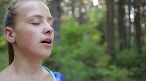 Female Runner Resting After Running Hard. Tired Woman Resting Stock Footage 59190285