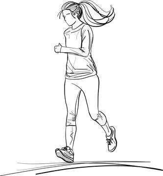 Female runner sketch Illustrazione stock