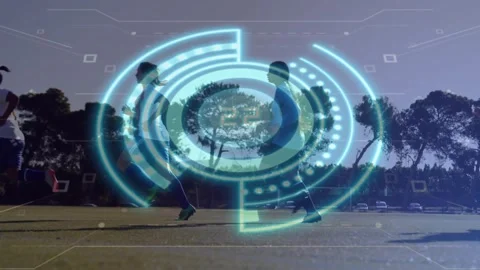 Female runners passing low-angle track, two starters initiating run through Stock Footage 330546865