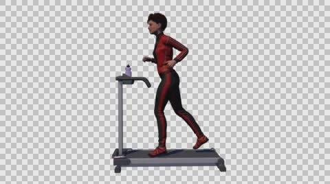 Female Running On Treadmill Loop With Alpha Channel Stock Footage 60234864