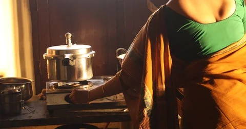 Female at Rural Kitchen Stock Footage 86583062