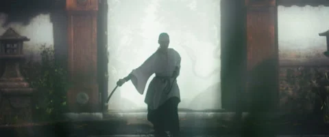 Female Samurai Practice with Sword Stock Footage 321011195