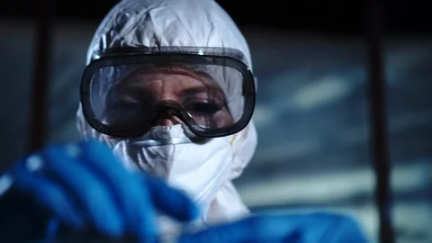 Female scientist analyzing samples in test tube. Stock Footage 95194338