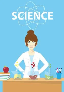 Female scientist in lab coat checking artificial neurons connected into neu.. Stock Illustration