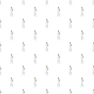 Female scientist researching plants pattern repeating background イラスト素材