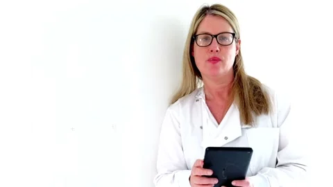 Female Scientist on a tablet Stock Footage 305866063