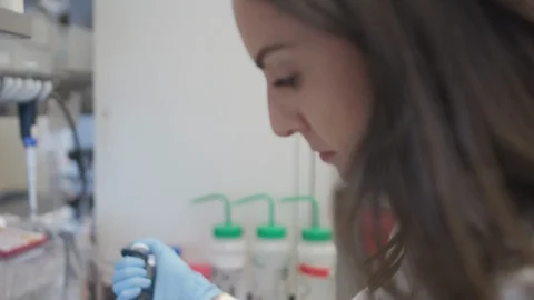 Female Scientist Working In Lab Stock Footage 122936258