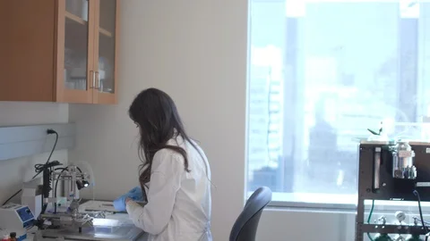 Female Scientist Working In Lab Stock Footage 122936566