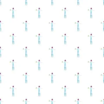 Female scientists doing research seamless science pattern Stock Illustration