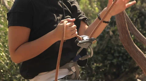 Female Securing Rock Climbing Stock Footage 38339537