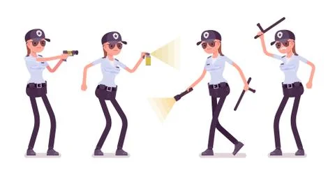 Female security guard at work Stock Illustration
