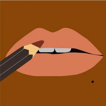 Female sexy lips vector icon. Sexy lips in pink lipstick. Stock Illustration