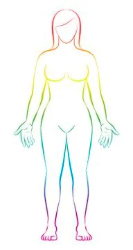 Female Shape Rainbow Colored Silhouette Woman Stock Illustration