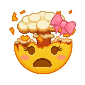 Female shocked face with exploding head Large size of yellow emoji Illustration