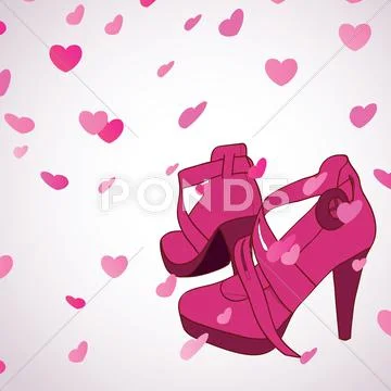 Female shoes background Stock Illustration