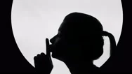 Female Silhouette Making Finger On Lips Gesture, Top Secret Information, Gossip Stock Footage