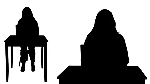 Female Silhouette Working Computer Sitting Desk 库存影片 271630486