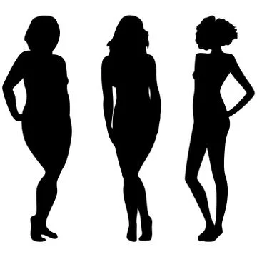 Female silhouettes with different figures Stock Illustration