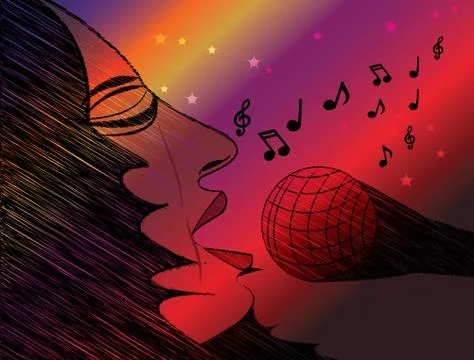 Female singer performance Illustrazione stock