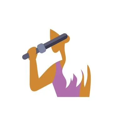 Female singer performing with microphone on stage Stock Illustration