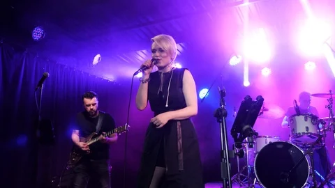Female singer performs on the stage. Stock Footage 109187734
