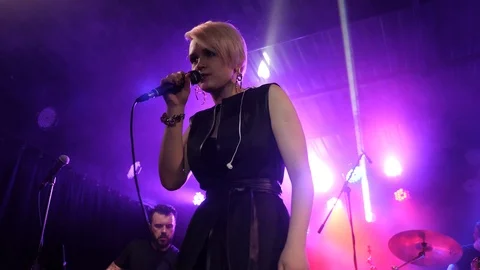 Female singer performs on the stage. Stock Footage 109189205