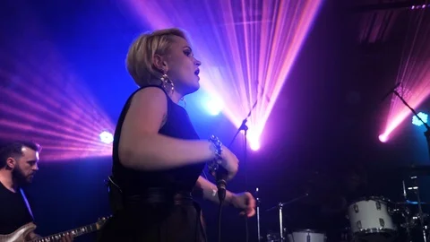 Female singer performs on the stage. Stock Footage 109189312