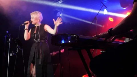Female singer performs on the stage. Stock Footage 109189482