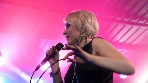Female singer performs on the stage. Stock Footage 109190242