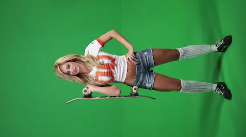 Female skateboard model Stock-Footage 38326809