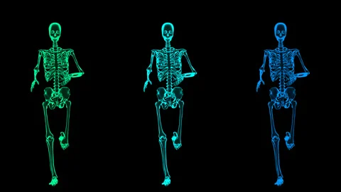 Female Skeleton Front Run Holo Video stock 332343329