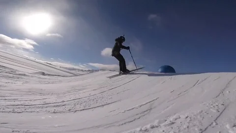 Female ski jumper doing tricks Stock Footage 87249837