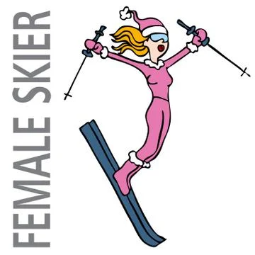 Female skier Stock Illustration