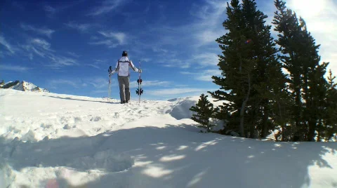 Female Skiing Achievement Stock Footage