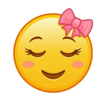 Female slightly smiling face Large size of yellow emoji Stock Illustration