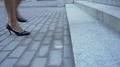Female in smart high heel shoes walking upstairs, confident businesswoman career 4k or 4k+ Resolution