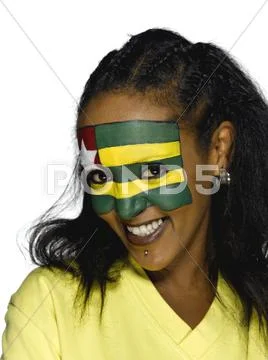 Female soccer fan from Togo, smiling Stock Photos