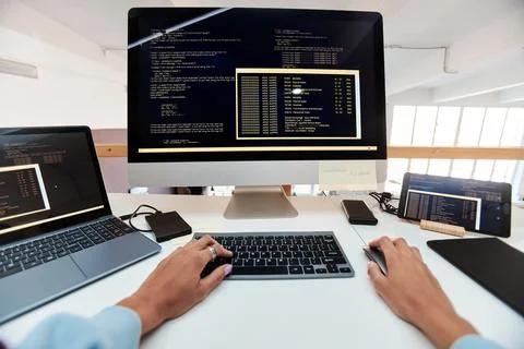 Female Software Developer Coding Foto stock