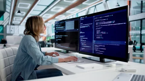 Female Software Developer Leading Coding Team Stock Footage 326080233