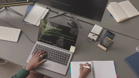 Female Software Developer Program Coding on Laptop Stock Footage 195979504