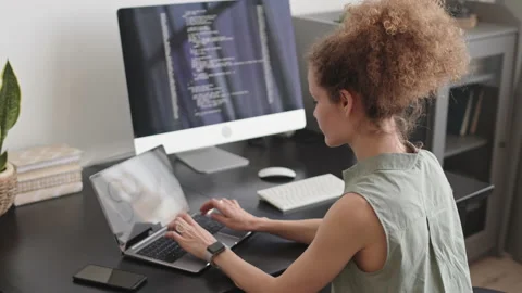 Female Software Developer Working at Home Office Stock Footage 171535261